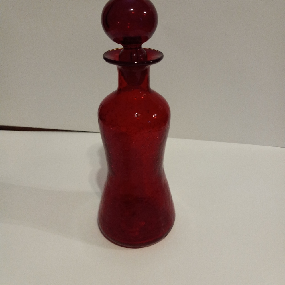 Vintage MCM Crackle Glass Decanter